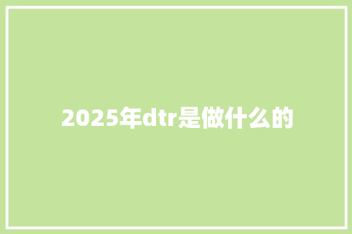 2025年dtr是做什么的