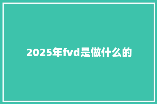 2025年fvd是做什么的 申请书范文