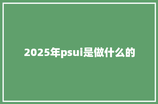 2025年psui是做什么的