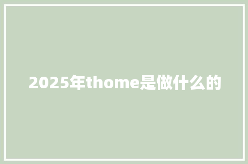 2025年thome是做什么的