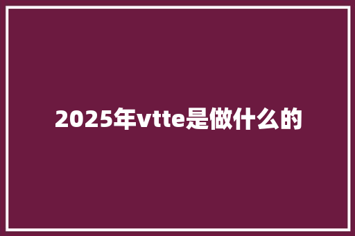 2025年vtte是做什么的