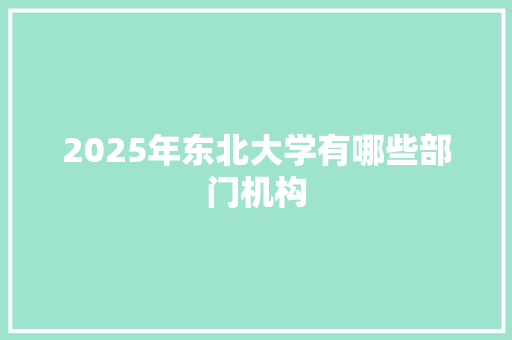 2025年东北大学有哪些部门机构 会议纪要范文