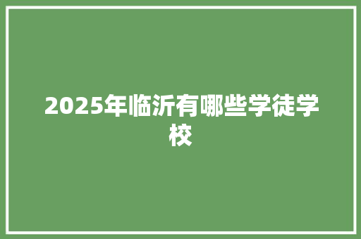 2025年临沂有哪些学徒学校 学术范文