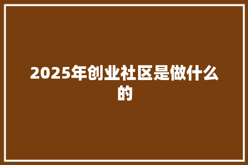 2025年创业社区是做什么的 工作总结范文