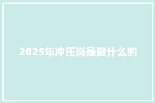 2025年冲压岗是做什么的 学术范文