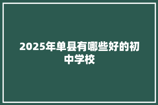 2025年单县有哪些好的初中学校