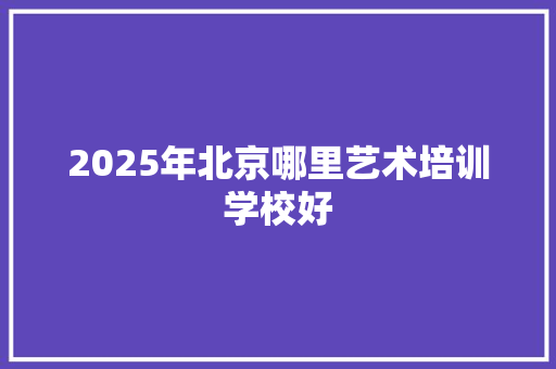 2025年北京哪里艺术培训学校好