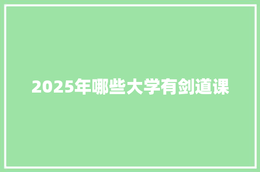 2025年哪些大学有剑道课