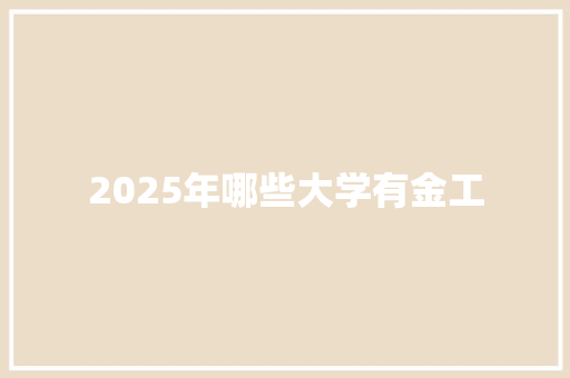 2025年哪些大学有金工