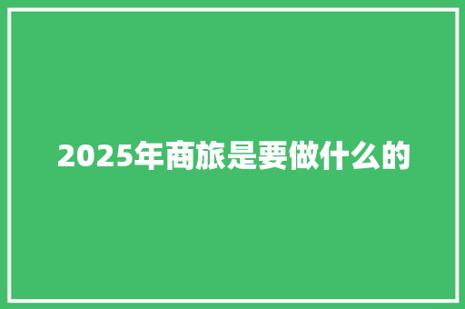 2025年商旅是要做什么的 生活范文