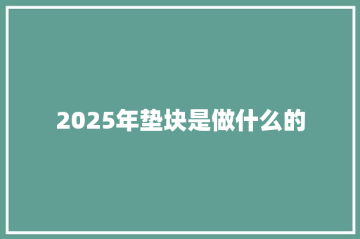 2025年垫块是做什么的 综述范文