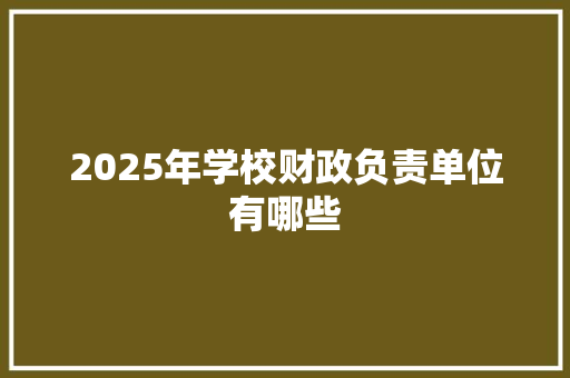 2025年学校财政负责单位有哪些