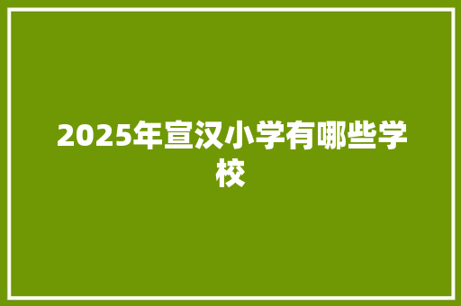 2025年宣汉小学有哪些学校 简历范文