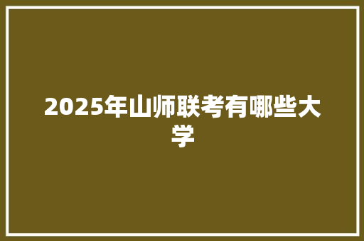 2025年山师联考有哪些大学 综述范文