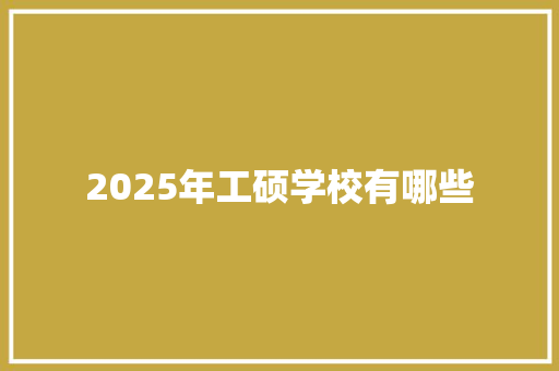 2025年工硕学校有哪些 报告范文