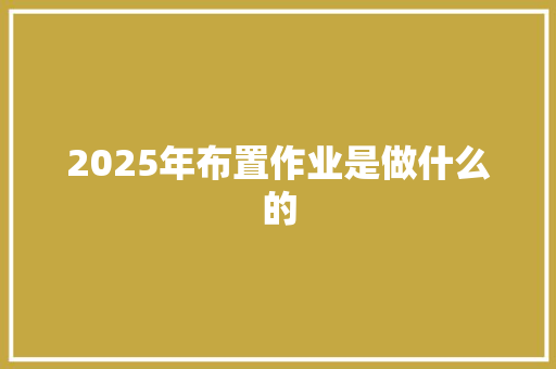 2025年布置作业是做什么的