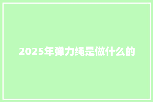 2025年弹力绳是做什么的 学术范文