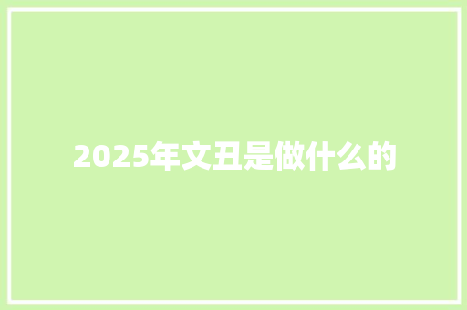 2025年文丑是做什么的 职场范文