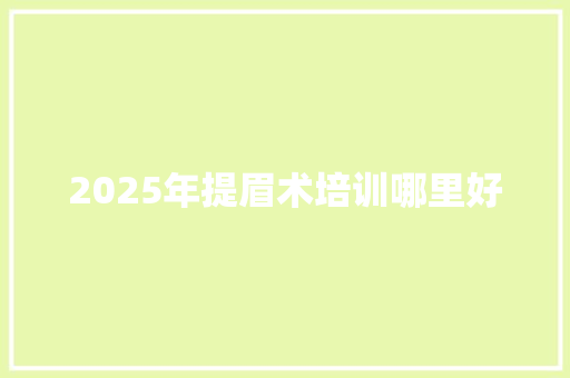 2025年提眉术培训哪里好