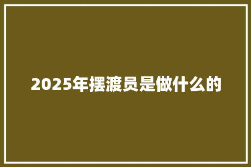 2025年摆渡员是做什么的