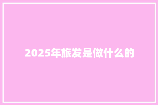 2025年旅发是做什么的