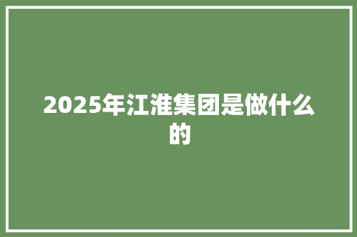 2025年江淮集团是做什么的