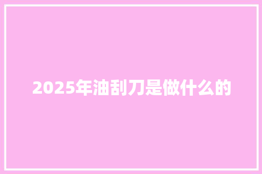 2025年油刮刀是做什么的