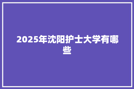 2025年沈阳护士大学有哪些