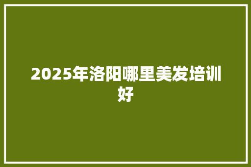 2025年洛阳哪里美发培训好