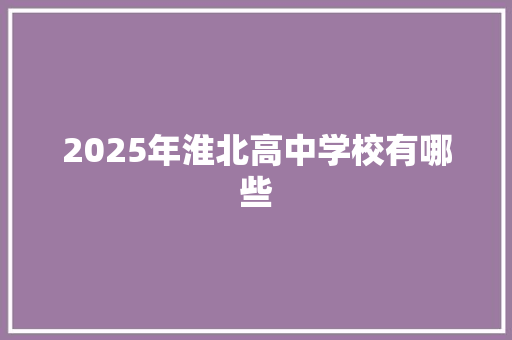 2025年淮北高中学校有哪些 综述范文