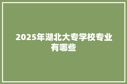 2025年湖北大专学校专业有哪些