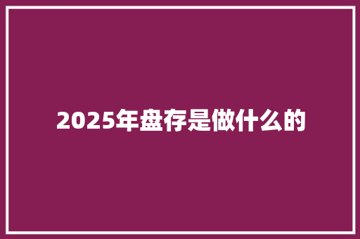 2025年盘存是做什么的 职场范文