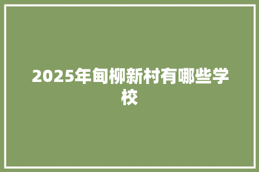 2025年甸柳新村有哪些学校