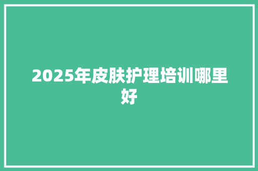 2025年皮肤护理培训哪里好