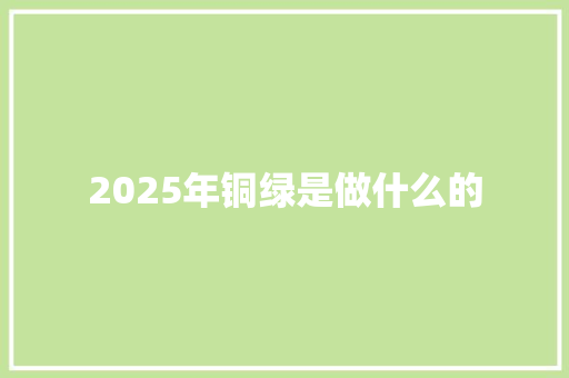 2025年铜绿是做什么的