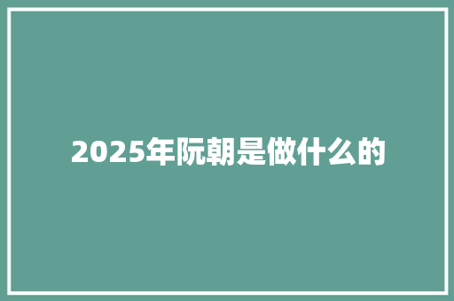 2025年阮朝是做什么的 综述范文