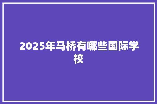 2025年马桥有哪些国际学校