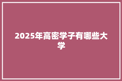 2025年高密学子有哪些大学