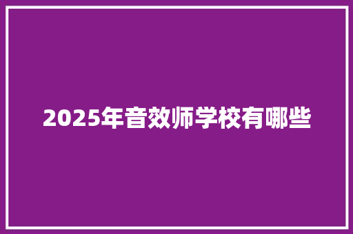 2025年音效师学校有哪些 论文范文