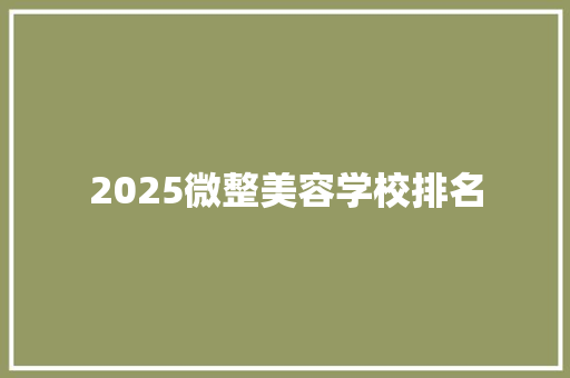 2025微整美容学校排名