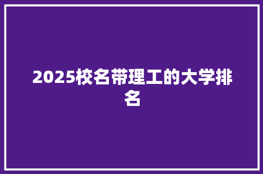 2025校名带理工的大学排名