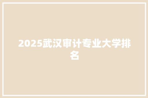 2025武汉审计专业大学排名