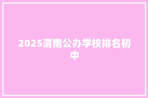 2025渭南公办学校排名初中