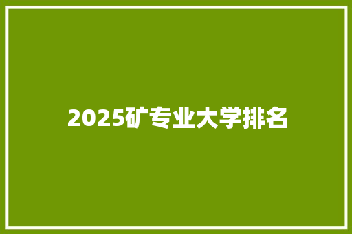 2025矿专业大学排名