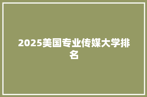 2025美国专业传媒大学排名