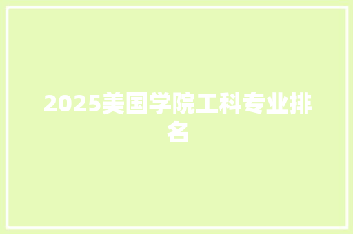 2025美国学院工科专业排名