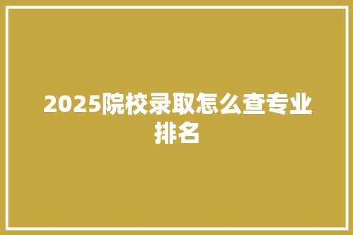 2025院校录取怎么查专业排名 工作总结范文