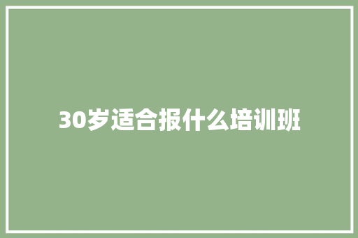 30岁适合报什么培训班