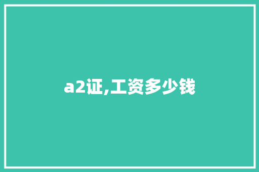 a2证,工资多少钱