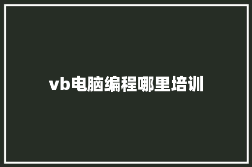 vb电脑编程哪里培训